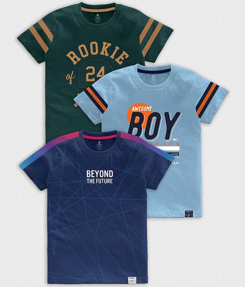 CODEZ Pack of 2 Boys Cotton Blend T-Shirt ( Multicolor )