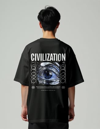 MountCart Store oversized baggy black back civilization printed tshirt for men and women MountCart Store oversized baggy black back civilization printed tshirt for men and women