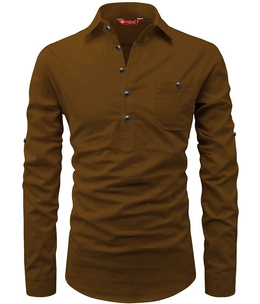 Yugnik Black Cotton Men's Shirt Style Kurta ( Pack of 1 )