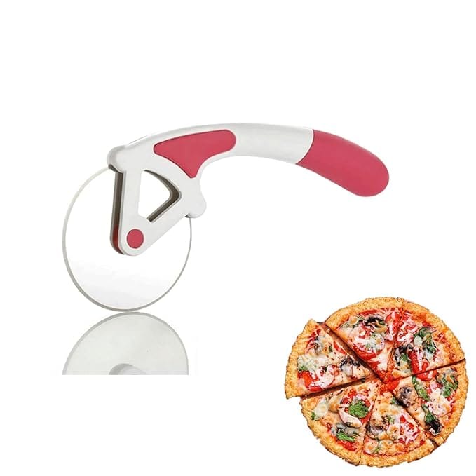 Signamio Premium Pizza Cutter Sandwich Paratha Chapati Roti Wheel Smooth Rotating Slicer Food Grade Stainless Steel With Non Slip Ergonomic Handle For Kitchen - Pink 1 Pcs