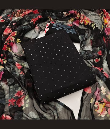 Kashvi Unstitched Crepe Printed Dress Material - Black ( Pack of 1 )