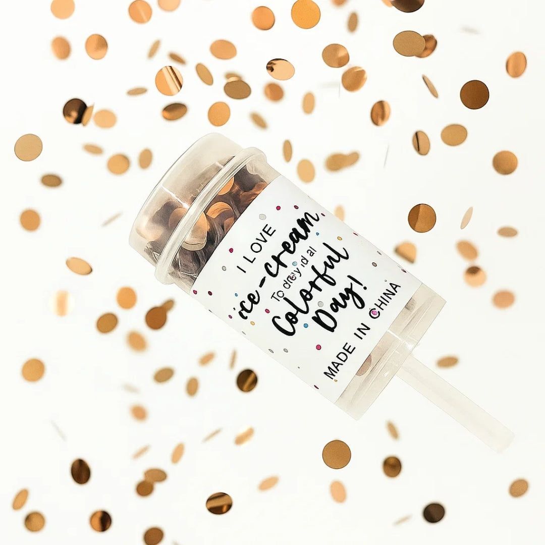 Mini Pocket Confetti Popper Rose Gold for Surpirse Celebrations with Manual Push - 1PC