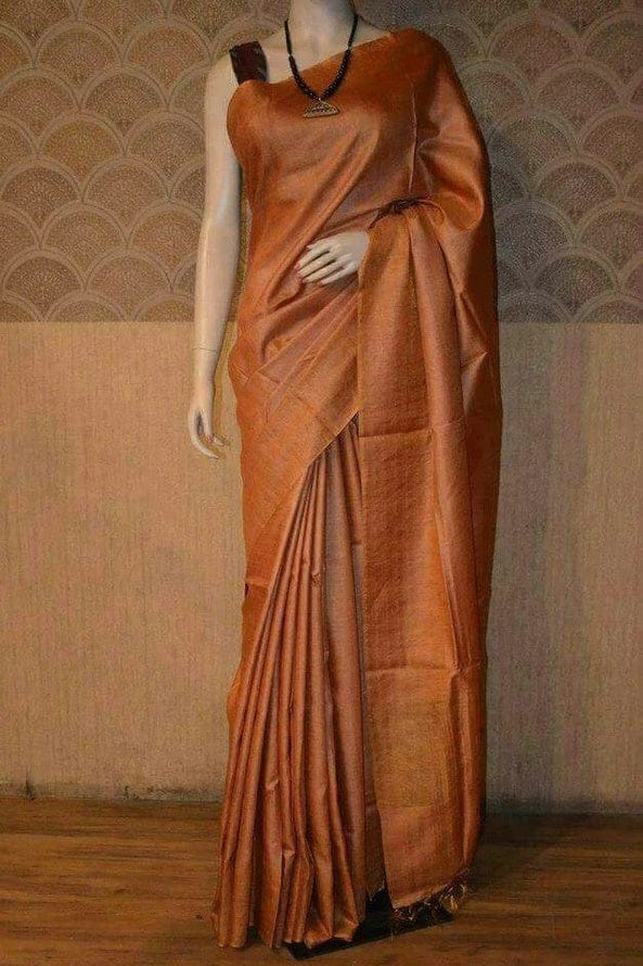 Handwoven Tussar Muga Silk Saree
