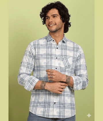 allan peter 100% Cotton Regular Fit Checks Full Sleeves Men's Casual Shirt - Multicolor 1 ( Pack of 1 )