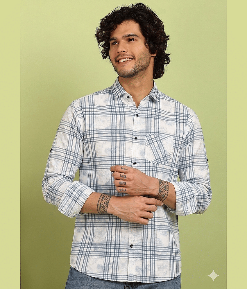 allan peter 100% Cotton Regular Fit Checks Full Sleeves Men's Casual Shirt - Multicolor 1 ( Pack of 1 )