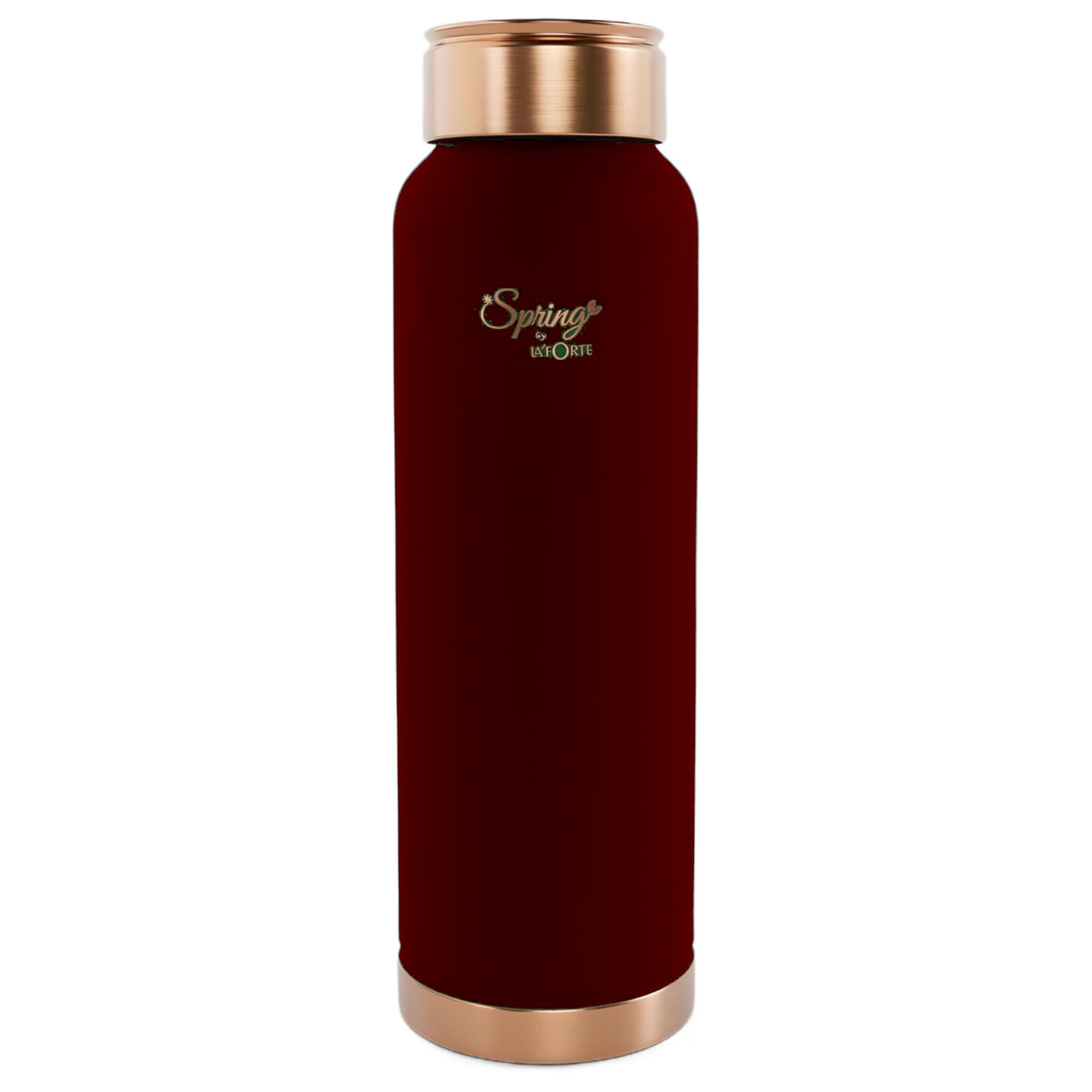 LA'FORTE Copper Water Bottle, Pure, 1000 ml  Maroon