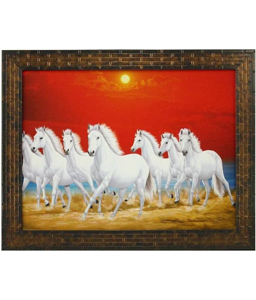 Indianara Seven Horse Vastu Painting With Frame (Without Glass)