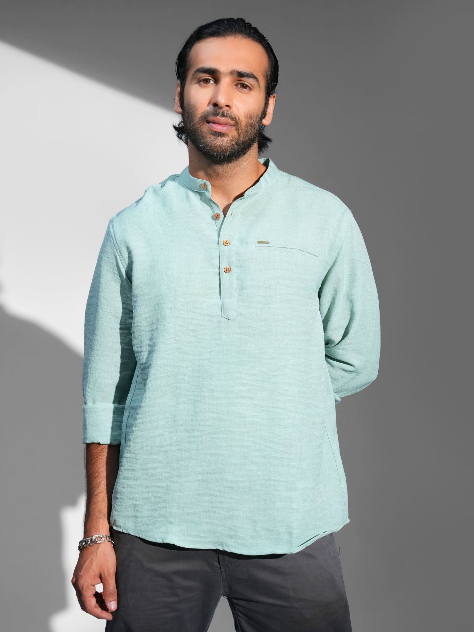 Hemlock Green Iron-free Kurta-S / Light Green