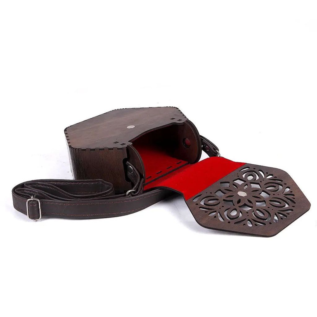 Bohemian Hexagonal Wooden Sling Bag /Cross body Bag