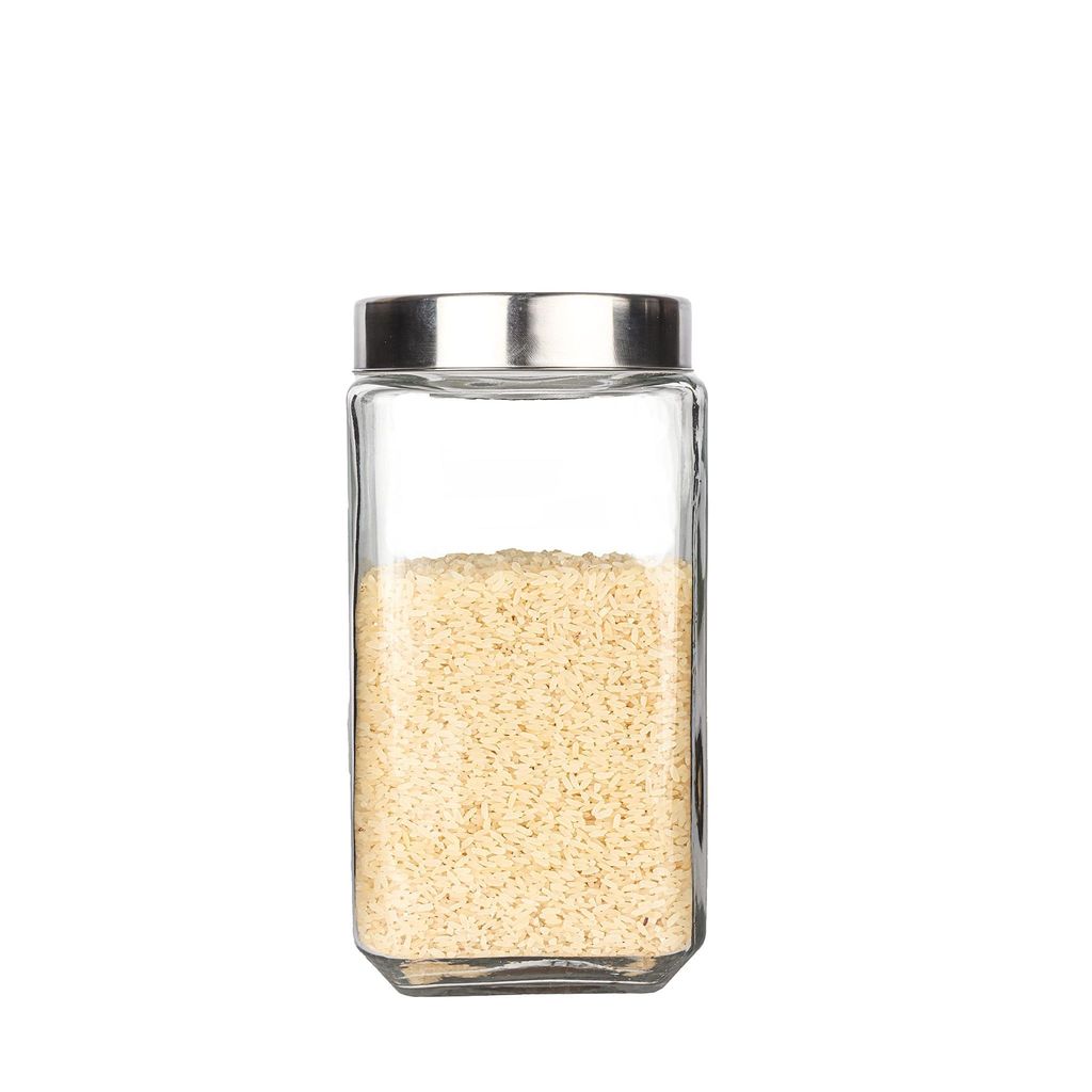 Femora Clear Glass Octo Kitchen Storage Jars, 2000 ml, Free Replacement of Lids
