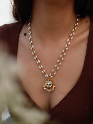 Irene Kundan Pendant Necklace-Gold