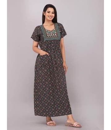 Shri Krishna Fabric Blue Cotton Women's Nightwear Nighty & Night Gowns ( Pack of 1 )