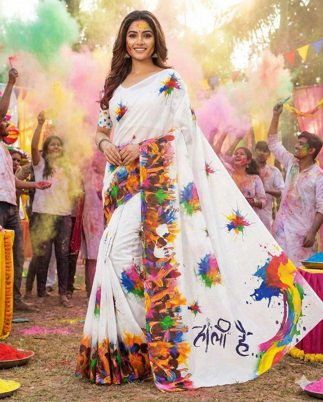 Linen Holi Special Saree