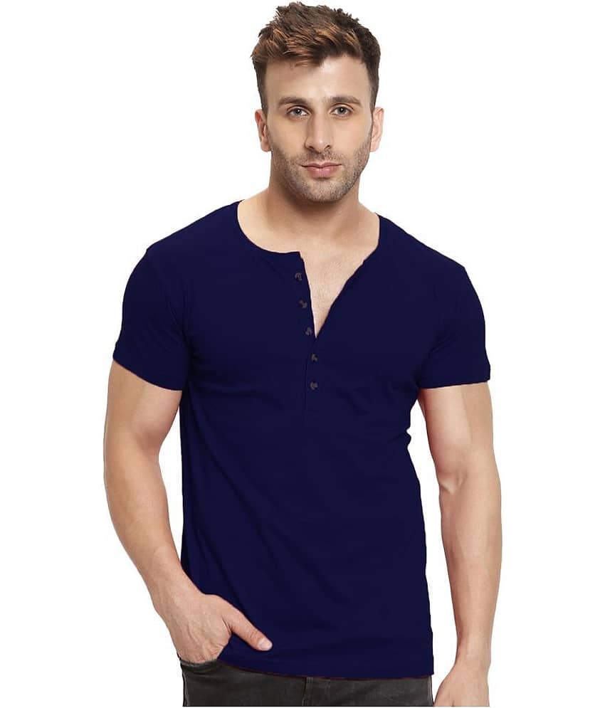 Leotude Pack of 1 Cotton Blend Regular Fit Men's T-Shirt ( Navy Blue )
