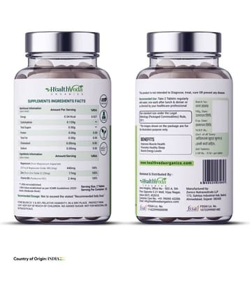 Health Veda Organics ZMA (Zinc, Magnesium Aspartate & Vitamin B6) 60 no.s Minerals Tablets