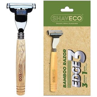SHAVECO Edge 3 Bamboo Razor 1 Handle with 2 Cartridges