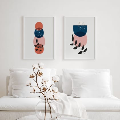 Abstract Perspectives - Abstract Wall Arts (Set of 2)-11 x 14 inches / White Frame