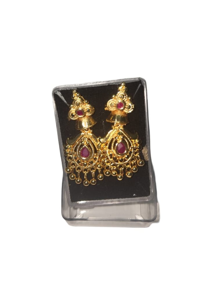 Gold Plated Ruby Stone Jhumka Earrings for Women - Earrings | Buy online on ZillyBuy