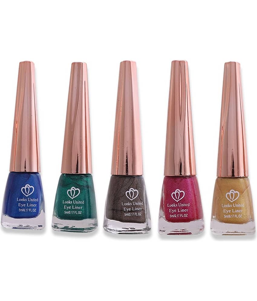 Looks United - Green Metalic Eye Liner Liquid ( Pack of 5 )