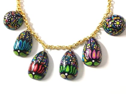 I Love My Lotus - Handpainted Wooden Necklace