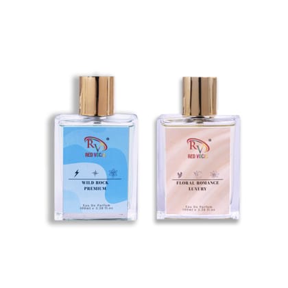 Red Vocal Wild Rock Premium (Men) With Floral Romance Luxury (Women) 100ml Perfume Spray.