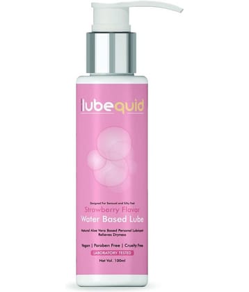 Lubequid Water-Based Personal Lubricant, 100 ML Bottle- 2 in 1 Lubricant & massage Gel for Men and Women ~ Water Based Lube ~ Skin Friendly, Silicone and Paraben Free, Strawberry Flavored