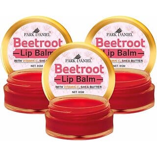 PARK DANIEL Premium Beetroot Lip Balm - Enriched With Vitamin E & Mango Butter- For Lightening the dark Lips, Lip Care for Dry & Chapped Lips Combo pack of 3 Jars of 08 gms(24 Gms) Beetroot (Pack of: 3, 24 g)