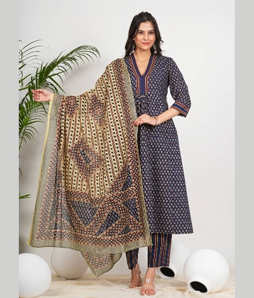 Yash Gallery Cotton Printed Kurti With Pants Women's Stitched Salwar Suit - Maroon ( Pack of 1 )