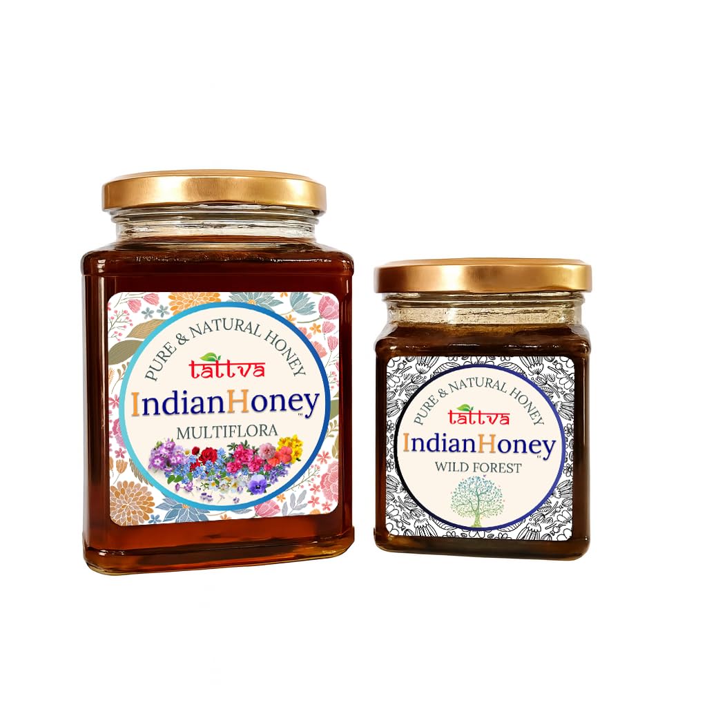 IndianHoney Himalayan Multiflora & Wild Forest Honey Combo Pack (500gm & 230gm) Himalayan Multiflora & Wild Forest