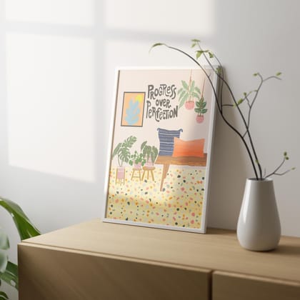 Progress over Perfection Wall Art Frame-8 X 10 inches / White Frame