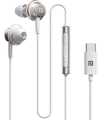 Portronics POR-2922 Type C Wired Earphone In Ear Passive Noise cancellation White