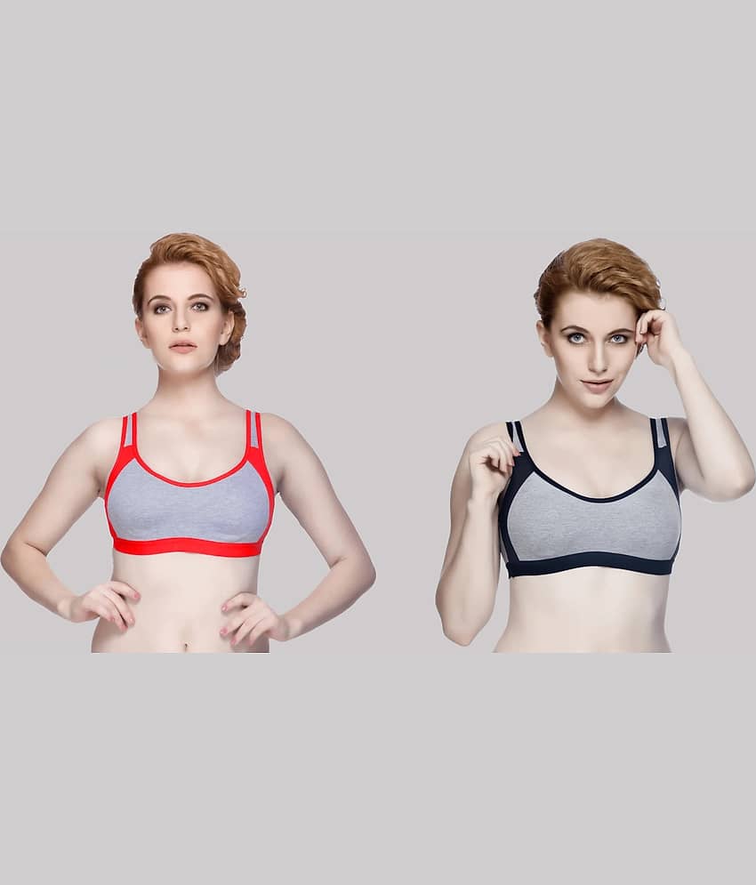 Kiran Enterprises Pack of 2 Cotton Non Padded Women's T-Shirt Bra ( Multicolor ) 2 sport bra