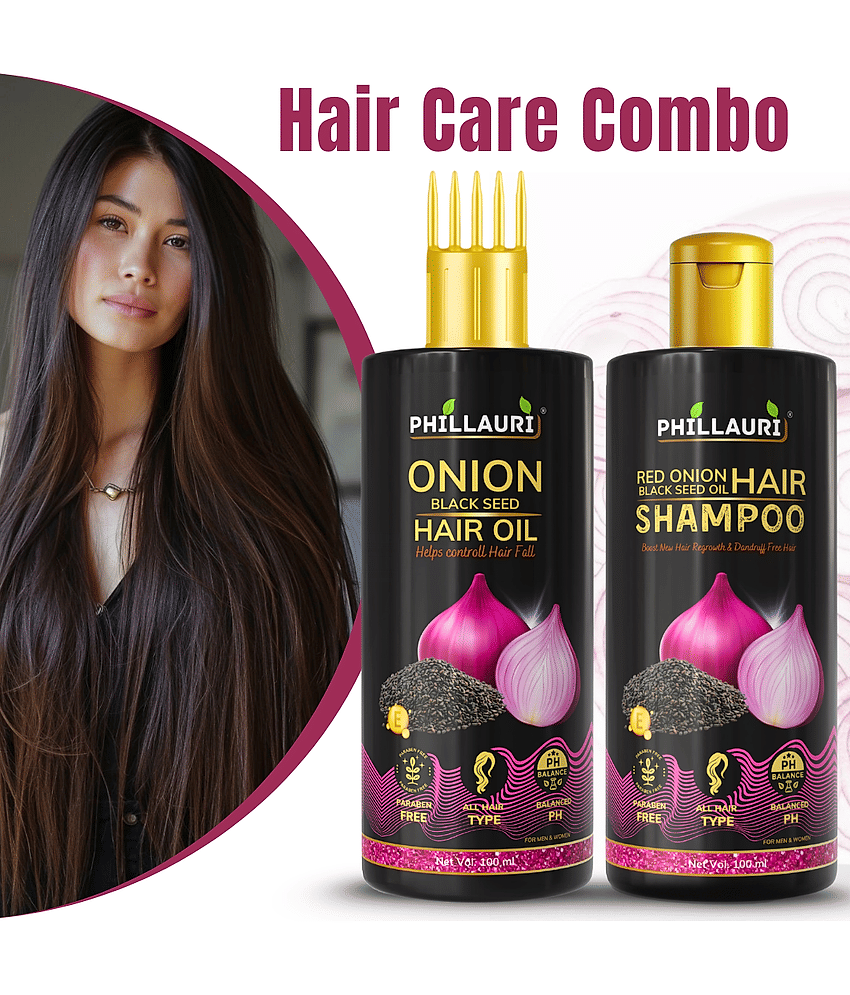 Red Onion Black Seed Complete Hair Combo | Hair Oil And Shampoo Combo | Smooth Hair Feel