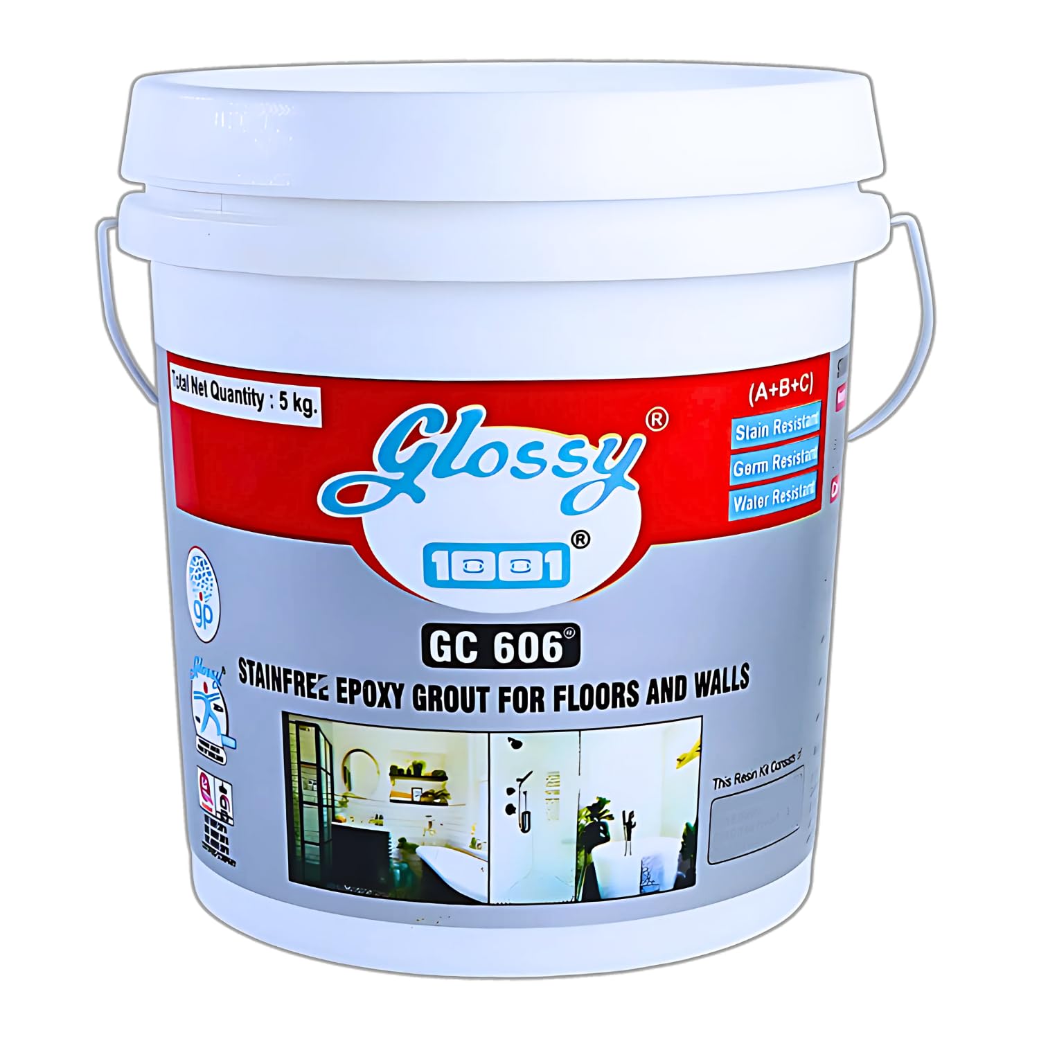 1001 GC 606 Stainfree Epoxy Grout for Floors and Walls, Professional-grade Solution for Both Residential and commercial spaces, Stain Resistance and Water Resistance. Candmium Red - 5 kg