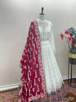 Party Wear Look Gown, Dupatta & Bottom Set Party Wear Look Gown, Dupatta & Bottom Set