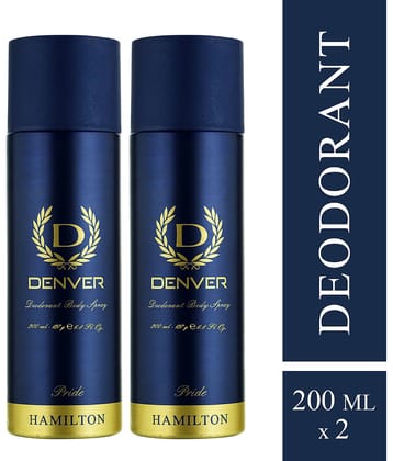 DENVER Pride Deo Long Lasting (200ml x 2) Deodorant Spray - For Men 400 ml, (Pack of 2)