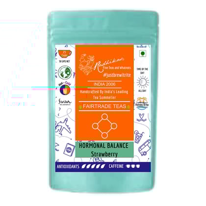 HORMONAL BALANCE Strawberry Darjeeling Leaf - Refreshing & Healthy (50 gm - Makes 25 Cups of Tea) by M/S RADHIKAS FINE TEAS AND WHATNOTS