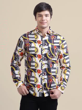 Smart Fit Abstract Printed Men'S Premium Rayon Shirt-S-38