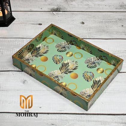 The Mohraj Tropical Gold Foil MDF Serving Tray with Resin Finish  