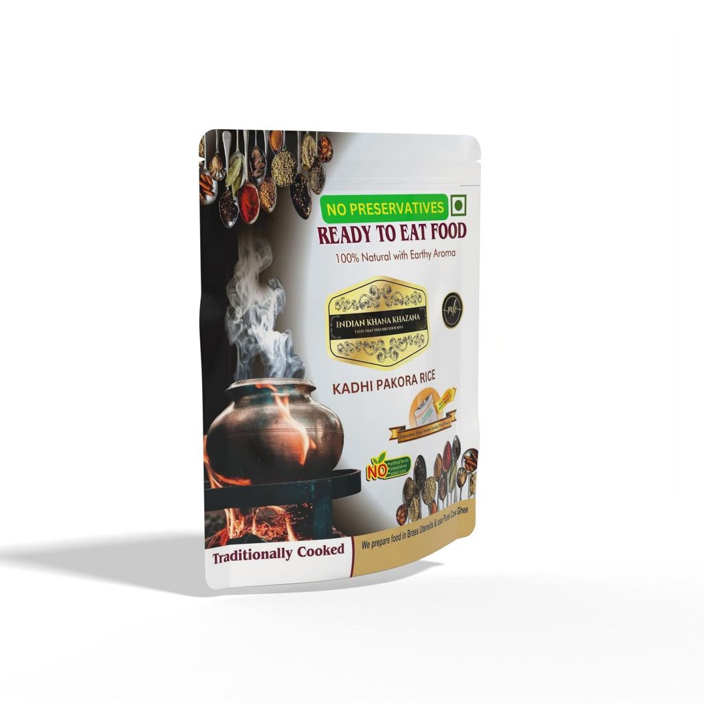 Kadhi Pakora Rice (200gm + 200gm) INDIAN KHANA KHAZANA | No Added Preservative and Colours | Serve Hot Anytime Anywhere with our Flameless Food Heater inside the Pack. Indian Tasty Flavour Ready to Eat Food Kadhi Pakora Rice |