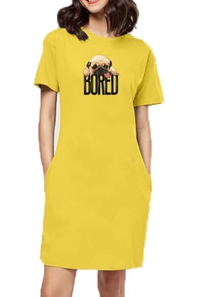 T-shirt Dress With Pockets - Bored Pug Baby (3 Colours) (Slim Fit)
