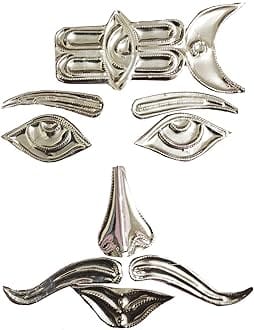 Real Seed Silver Shiv Shringar for 10-18 Inches Stone or Sphatik Shivling | Shringar Chart Size - 16 x 11.5 CMS