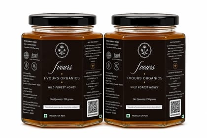 Favours Organics Wild Forest Honey 250g | Raw Unprocessed | No Added Sugar or Preservatives | 100% Pure Honey | Immunity Booster | Natural Forest Harvested Honey Pack of 2
