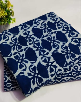Chaap Deep Indigo Pure Cotton Blockprinted Suit (Top & Bottom)