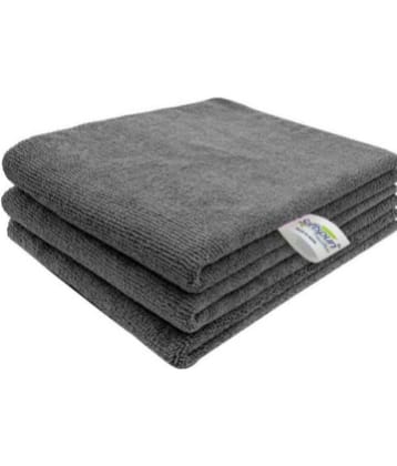 SOFTSPUN - Grey Microfibre Face Towel ( Pack of 3 )