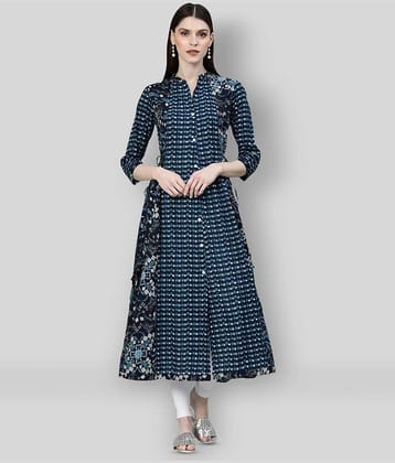 Divena - Blue Cotton Women's Front Slit Kurti ( Pack of 1 )