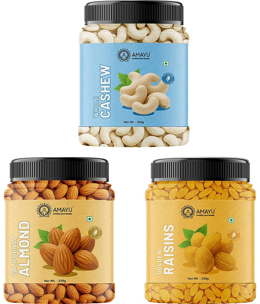 AMAYU Almond (Badam),Raisin (Kishmish),Cashew nut (Kaju) 750 g Pack of 3