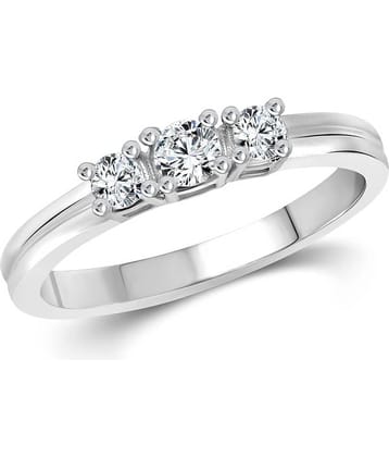 Vighnaharta Three Stone CZ Rhodium Plated Ring