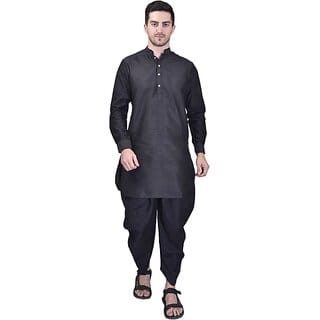 PrintCultr Men Dhoti & Kurta Set (Black)