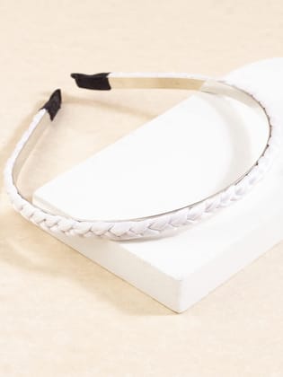 Women White Braided Hairband